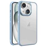 For iPhone 15 Plus Hardware Side Cooling Skin Feel Frosted Metal Lens Frame Phone Case(Sky Blue)