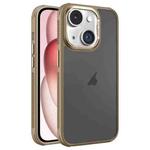 For iPhone 15 Hardware Side Cooling Skin Feel Frosted Metal Lens Frame Phone Case(Gold)