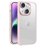 For iPhone 14 Plus Hardware Side Cooling Skin Feel Frosted Metal Lens Frame Phone Case(Pink)