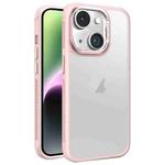 For iPhone 14 Hardware Side Cooling Skin Feel Frosted Metal Lens Frame Phone Case(Pink)