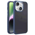 For iPhone 14 Hardware Side Cooling Skin Feel Frosted Metal Lens Frame Phone Case(Blue)