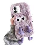 For iPhone 16 Plus Cute Plush Squint Monster TPU Phone Case(Purple)