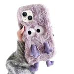 For iPhone 13 mini Cute Plush Squint Monster TPU Phone Case(Purple)