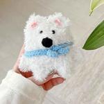 For AirPods 4 Plush Earphone Protective Soft Case(Dog with Blue Scarf)