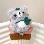 For AirPods 4 Plush Earphone Protective Soft Case(Leaf Raccoon)