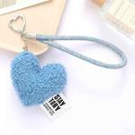 Imitation Wool Plush Heart Keychain Mobile Phone Wrist Lanyard(Blue)