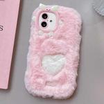 For iPhone 16 Plus Embroidered Plush TPU Phone Case(Foundation Heart)