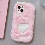 For iPhone 14 Plus Embroidered Plush TPU Phone Case(Foundation Heart)