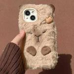 For iPhone 15 3D Capybara Plush Full Coverage Phone Case(Brown)