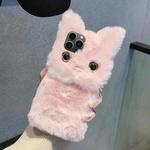 For iPhone 16 Pro Max 3D Cute Cat Plush Full Coverage Phone Case(Pink)