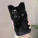 For iPhone 16 Pro 3D Cute Cat Plush Full Coverage Phone Case(Black)