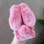For iPhone 12 mini 3D Cute Long-eared Rabbit Plush Full Coverage Phone Case(Pink)