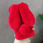 For iPhone 12 mini 3D Cute Long-eared Rabbit Plush Full Coverage Phone Case(Red)