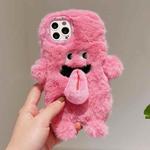 For iPhone 15 Pro Max 3D Magnetic Long Tongue Monster Plush Phone Case(Pink)