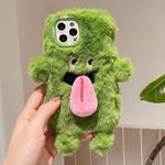 For iPhone 15 Pro 3D Magnetic Long Tongue Monster Plush Phone Case(Green)