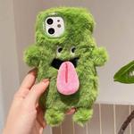 For iPhone 12 3D Magnetic Long Tongue Monster Plush Phone Case(Green)