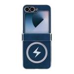 For Samsung Galaxy Z Flip5 Electroplating Lightning MagSafe Fold Full Coverage Phone Case(Blue)