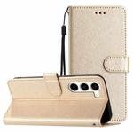 For Samsung Galaxy S25 5G Silk Texture Horizontal Flip Leather Phone Case(Gold)