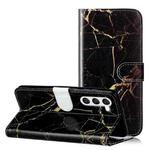 For Samsung Galaxy S25 5G Colored Drawing Marble Pattern Leather Phone Case(Black Gold Marble)