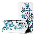 For Samsung Galaxy S25 5G Colored Drawing Marble Pattern Leather Phone Case(Little Blue Butterflies)