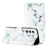 For Samsung Galaxy S25+ 5G Colored Drawing Marble Pattern Leather Phone Case(White Marble)