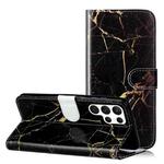 For Samsung Galaxy S25 Ultra 5G Colored Drawing Marble Pattern Leather Phone Case(Black Gold Marble)