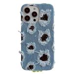 For iPhone 14 Pro Creative Multi-hole Black Lace Denim PU Phone Case