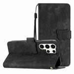 For Samsung Galaxy S25 Ultra 5G Skin-feel Embossed Butterfly Leather Phone Case(Black)