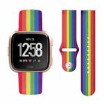 For Fitbit Versa 2 / Lite 22mm Reverse Buckle Printed Silicone Watch Band(Rainbow)