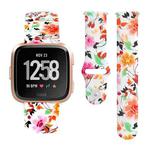 For Fitbit Versa 2 / Lite 22mm Reverse Buckle Printed Silicone Watch Band(Birds And Flowers)