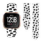 For Fitbit Versa 2 / Lite 22mm Reverse Buckle Printed Silicone Watch Band(Paw Print On White)