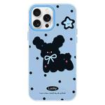 For iPhone 16 Pro Max Skin Feeling Jelly TPU Hybrid PC Phone Case(Little Black Dog Blue)