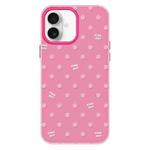 For iPhone 16 Plus Skin Feeling Jelly TPU Hybrid PC Phone Case(Polka Dot Rose Red)