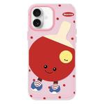 For iPhone 16 Plus Skin Feeling Jelly TPU Hybrid PC Phone Case(Spin Table Tennis Pink)