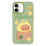 For iPhone 16 Plus Skin Feeling Jelly TPU Hybrid PC Phone Case(Pineapple Capybara Green)