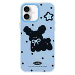 For iPhone 16 Skin Feeling Jelly TPU Hybrid PC Phone Case(Little Black Dog Blue)