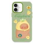 For iPhone 16 Skin Feeling Jelly TPU Hybrid PC Phone Case(Pineapple Capybara Green)