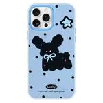 For iPhone 15 Pro Skin Feeling Jelly TPU Hybrid PC Phone Case(Little Black Dog Blue)