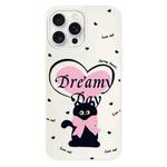 For iPhone 15 Pro Skin Feeling Jelly TPU Hybrid PC Phone Case(Love Cat White)