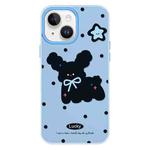 For iPhone 15 Plus Skin Feeling Jelly TPU Hybrid PC Phone Case(Little Black Dog Blue)