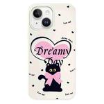 For iPhone 15 Skin Feeling Jelly TPU Hybrid PC Phone Case(Love Cat White)