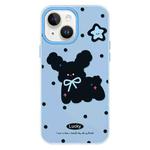 For iPhone 14 Plus Skin Feeling Jelly TPU Hybrid PC Phone Case(Little Black Dog Blue)