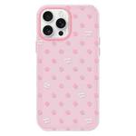 For iPhone 13 Pro Max Skin Feeling Jelly TPU Hybrid PC Phone Case(Polka Dot Pink)