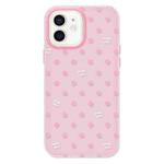 For iPhone 12 Skin Feeling Jelly TPU Hybrid PC Phone Case(Polka Dot Pink)