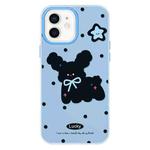 For iPhone 12 Skin Feeling Jelly TPU Hybrid PC Phone Case(Little Black Dog Blue)