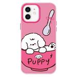 For iPhone 12 Skin Feeling Jelly TPU Hybrid PC Phone Case(A Bowl of Puppy Pink)