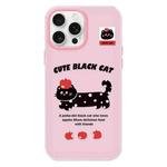 For iPhone 12 Pro Max Skin Feeling Jelly TPU Hybrid PC Phone Case(Apple Black Cat Pink)