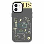 For iPhone 11 Skin Feeling Jelly TPU Hybrid PC Phone Case(Shop Line Draft Black)