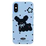 For iPhone X / XS Skin Feeling Jelly TPU Hybrid PC Phone Case(Little Black Dog Blue)