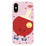 For iPhone X / XS Skin Feeling Jelly TPU Hybrid PC Phone Case(Spin Table Tennis Pink)